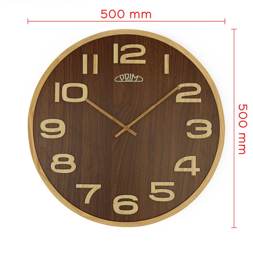 Nástěnné hodiny PRIM Timber Veneer s tichým chodem E07P.4153.50