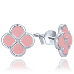 MINET Strieborné náušnice štvorlístky s jadeitom