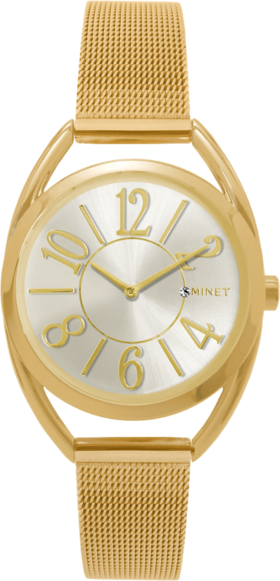 MINET Zlaté dámské hodinky s čísly ICON GOLD MESH