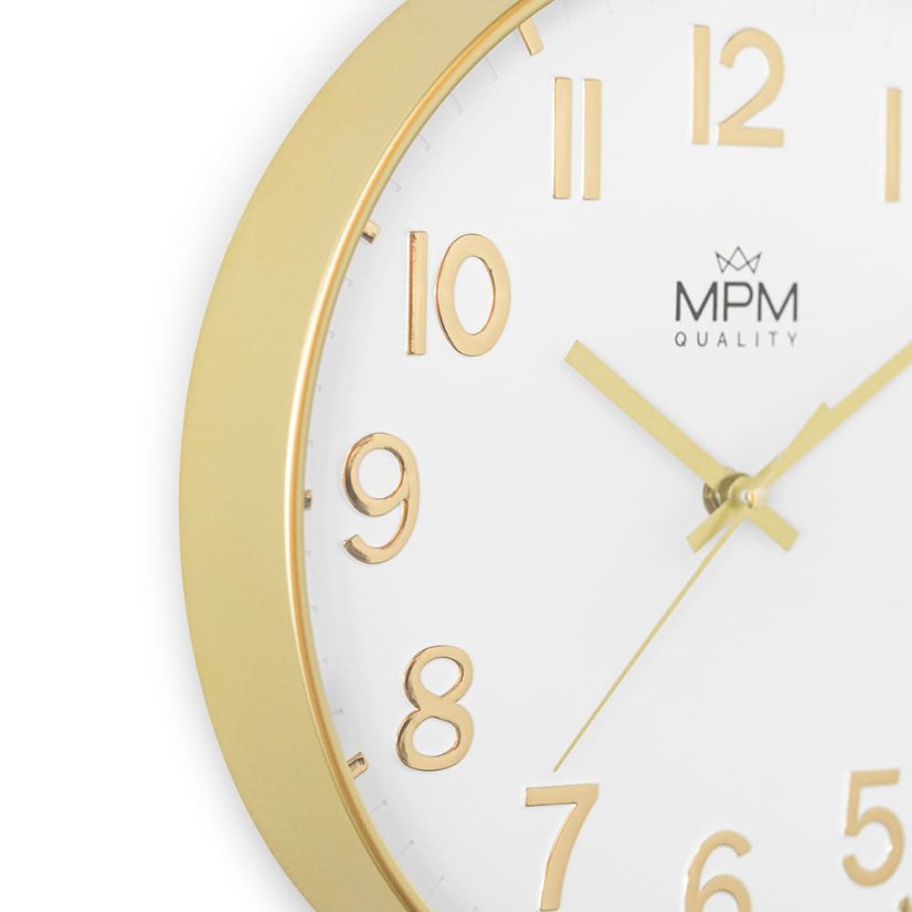 Nástenné hodiny s tichým chodom MPM Aurumis - zlaté - E01.4593.80