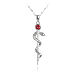 MINET Stříbrný náhrdelník AESKULAPOVA HŮL s červeným zirkonem