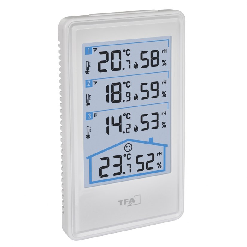TFA 30.3076.02 - Bezdrátový teploměr a vlhkoměr s 3 senzory