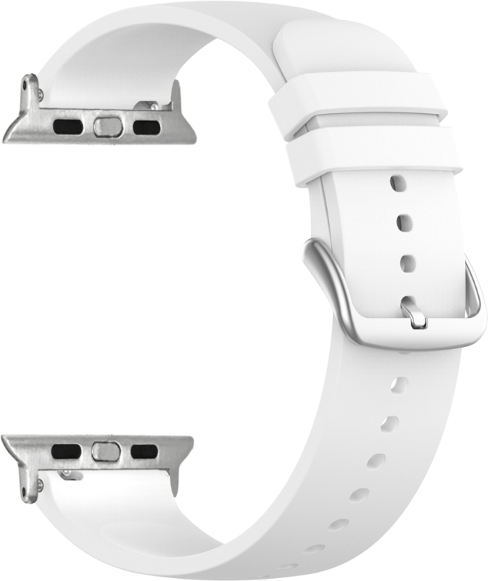 LAVVU Bílý silikonový řemínek na hodinky - stříbrný konektor pro APPLE WATCH 38-40 mm