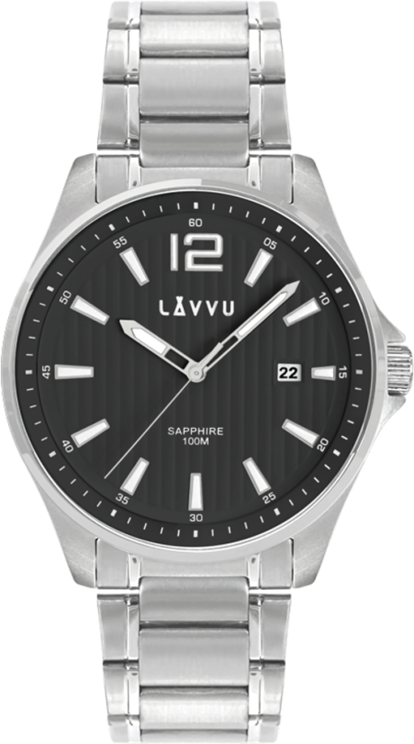 Pánské hodinky se safírovým sklem LAVVU NORDKAPP Black LWM0162