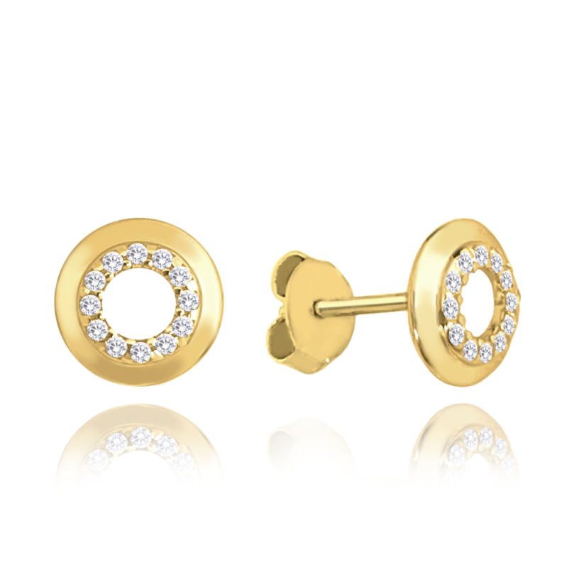 MINET Zlaté náušnice s bielymi zirkónmi Au 585/1000 0,95 g
