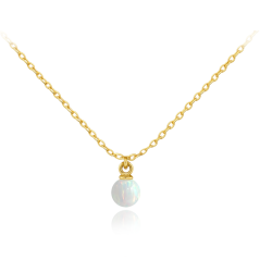 MINET Elegantný zlatý náhrdelník s bielym opálom Au 585/1000 1,65g