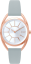 MINET Rose gold dámské hodinky ICON PINK se šedým koženým řemínkem