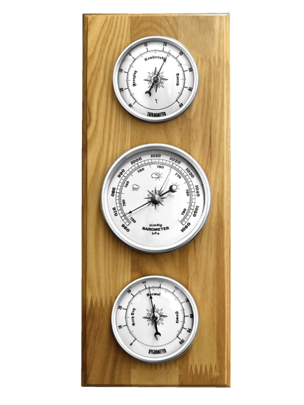 Nástenný drevený barometer s teplomerom a vlhkomerom JVD BA233/68