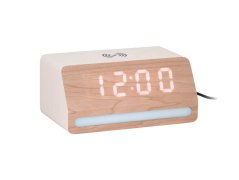 LED hodiny-budík 6078WH Karlsson s nabíjačkou smartfónov 16cm