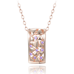 MINET Rose gold strieborný náhrdelník so zirkónmi
