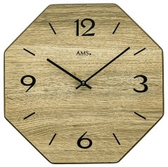 Nástenné drevené dizajnové hodiny AMS 9714