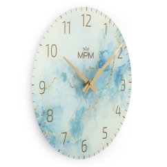 Nástěnné skleněné hodiny s tichým chodem MPM Onyx - E09.4375