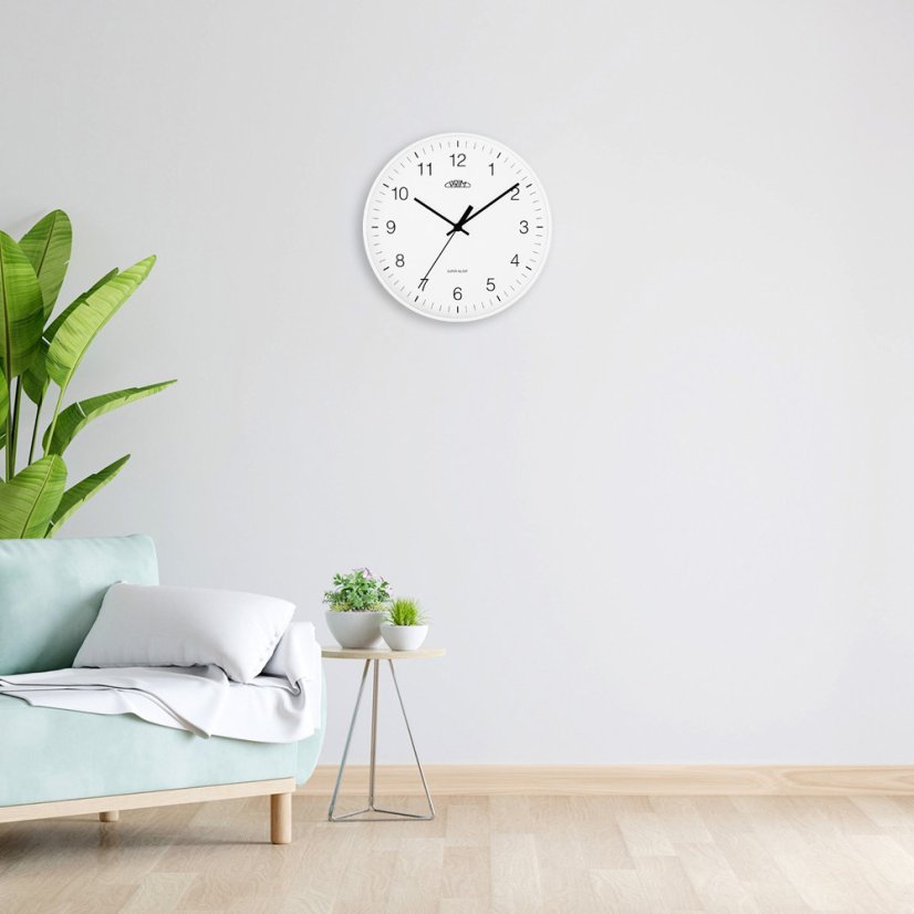 Nástenné hodiny s tichým chodom PRIM Super silent - biele - E01.4345.00
