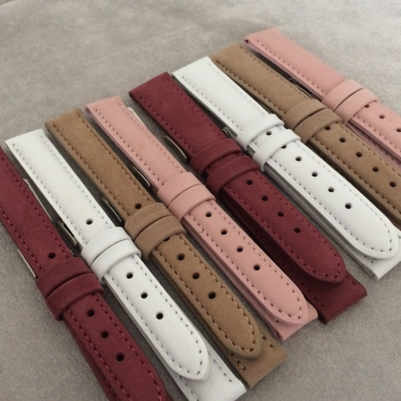 Svetlo hnedý prešitý kožený remienok MINET z jemného nubuku - 18 MSNUC18