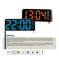 Designový digitální LED budík JD9541R Lowell 16cm