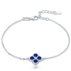 MINET Stříbrný náramek čtyřlístek s lapisem