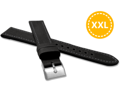 LAVVU XXL Prodloužený prošitý černý řemínek SPORT z luxusní kůže Top Grain - 20 XXL