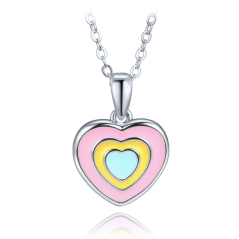 MINET Dětský stříbrný náhrdelník duhové srdce