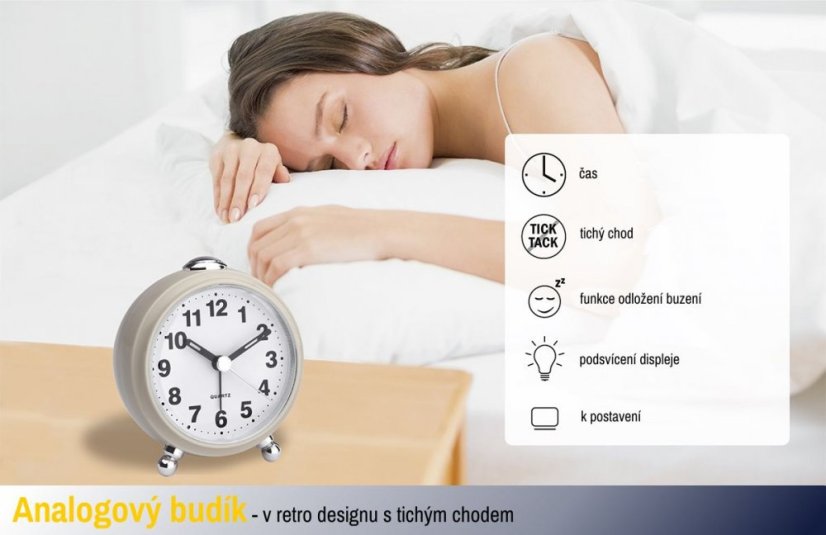TFA 60.1030.09 - Elektronický analógový budík - béžový