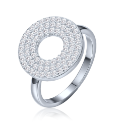 MINET Strieborný prsteň krúžok s bielymi zirkónmi veľ. 58