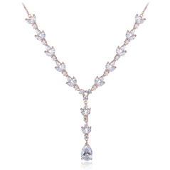 MINET Luxusní rose gold stříbrný náhrdelník se zirkony Ag 925/1000 16,35g