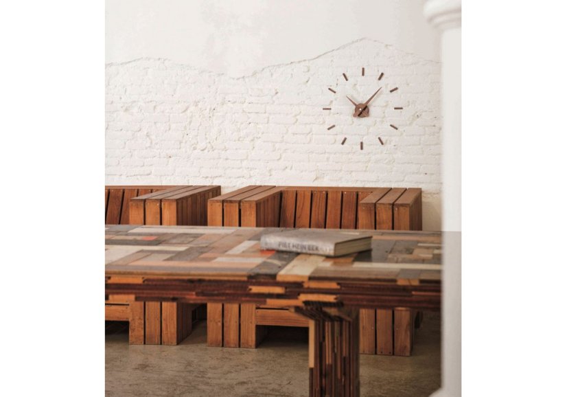 Designové nástěnné hodiny Nomon Sunset Wood 50cm