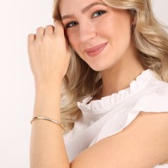 Pozlátený oceľový pevný náramok so zirkónmi JVD JGB2G