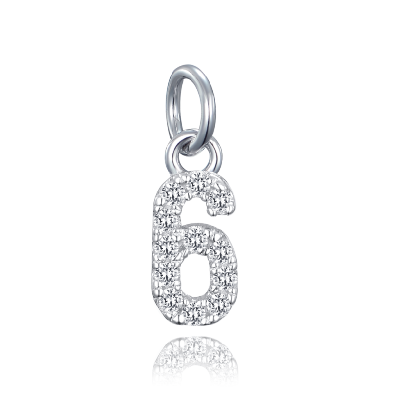 MINET Stříbrný přívěs číslice "6" vykládaný zirkony