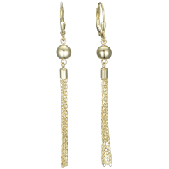 MINET Pozlátené retiazkové strieborné visiace náušnice s guličkami