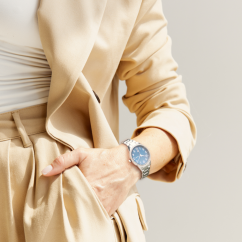 MINET Strieborno-modré dámske hodinky Avenue s číslami