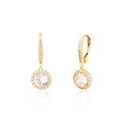 Strieborné pozlátené náušnice so zirkónmi JVD SVLE0627SH2GO00