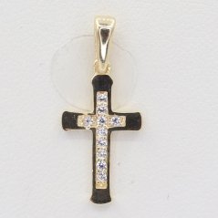 Zlatý prívesok so zirkónmi krížik OP009 (585/1000) 0.75 g