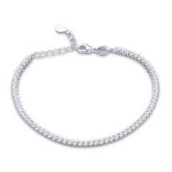 MINET Strieborný tenisový náramok s bielymi zirkónmi