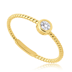 MINET Zásnubný zlatý prsteň s bielym zirkónom Au 585/1000 veľ. 58 - 1,05g