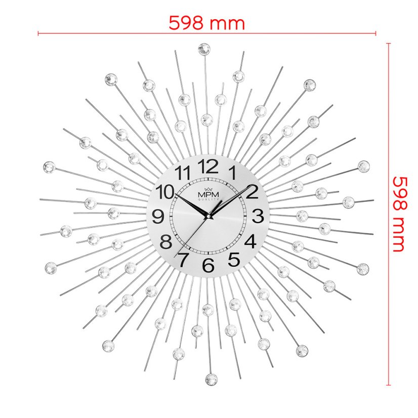 Designové paprskové nástěnné hodiny s tichým chodem MPM Noore - A - E04.4497.70