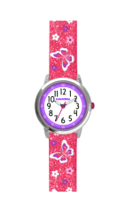 Motýlie ružové dievčenské hodinky CLOCKODILE BUTTERFLIES s trblietkami CWG5042
