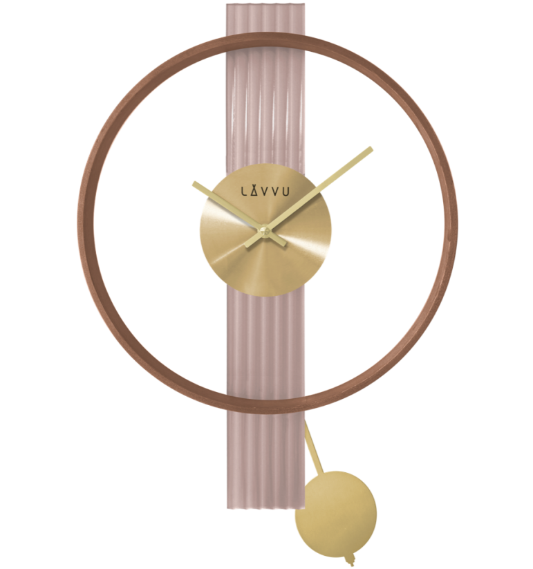 LAVVU Luxusní dřevěné hodiny ART DECO se zlatými detaily