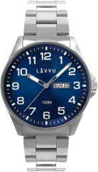 Ocelové pánské hodinky LAVVU BERGEN Blue se svítícími čísly  LWM0141