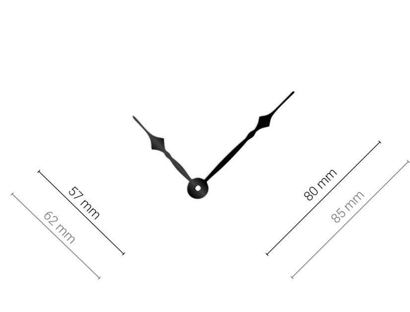 Stredné čierne hliníkové ručičky na hodiny Antik 80 mm | 57 mm