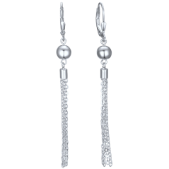 MINET Retiazkové strieborné visiace náušnice s guličkami