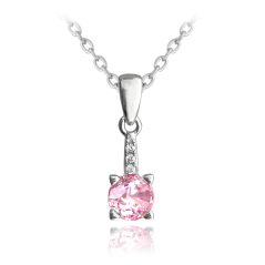MINET Elegantný strieborný náhrdelník s ružovým zirkónom