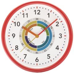 Dětské nástěnné hodiny ELTON Naučím se čas - červené - E11.4625.007033