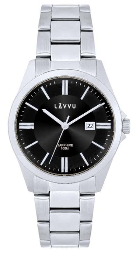 LAVVU Pánské hodinky se safírovým sklem HALLAND Dark Grey