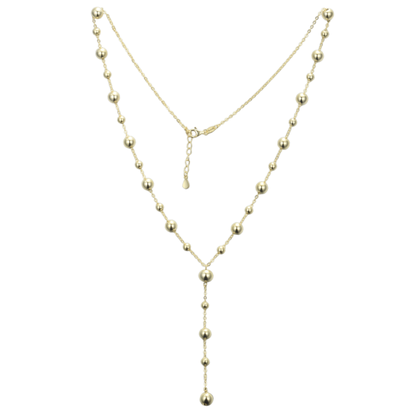 MINET Elegantný pozlátený strieborný náhrdelník s guličkami