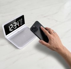 Digitálny svietiaci sieťový budík s bezdrôtovou nabíjačkou JVD SB992