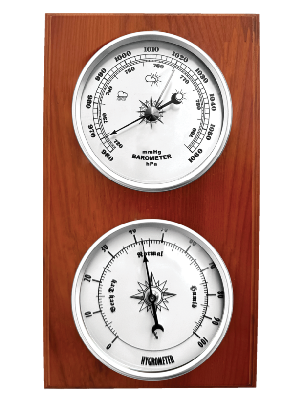 Nástenný drevený barometer s vlhkomerom JVD BA232/41
