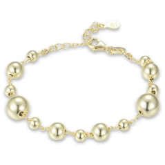 MINET Elegantný pozlátený strieborný náramok s guličkami