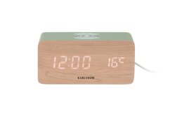 LED budík-hodiny 5933GR Karlsson s nabíjačkou smartfónov 15cm
