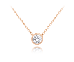 MINET Decentní Rose gold stříbrný náhrdelník s bílým zirkonem