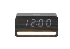 LED hodiny-budík 6078BK Karlsson s nabíjačkou smartfónov 16cm